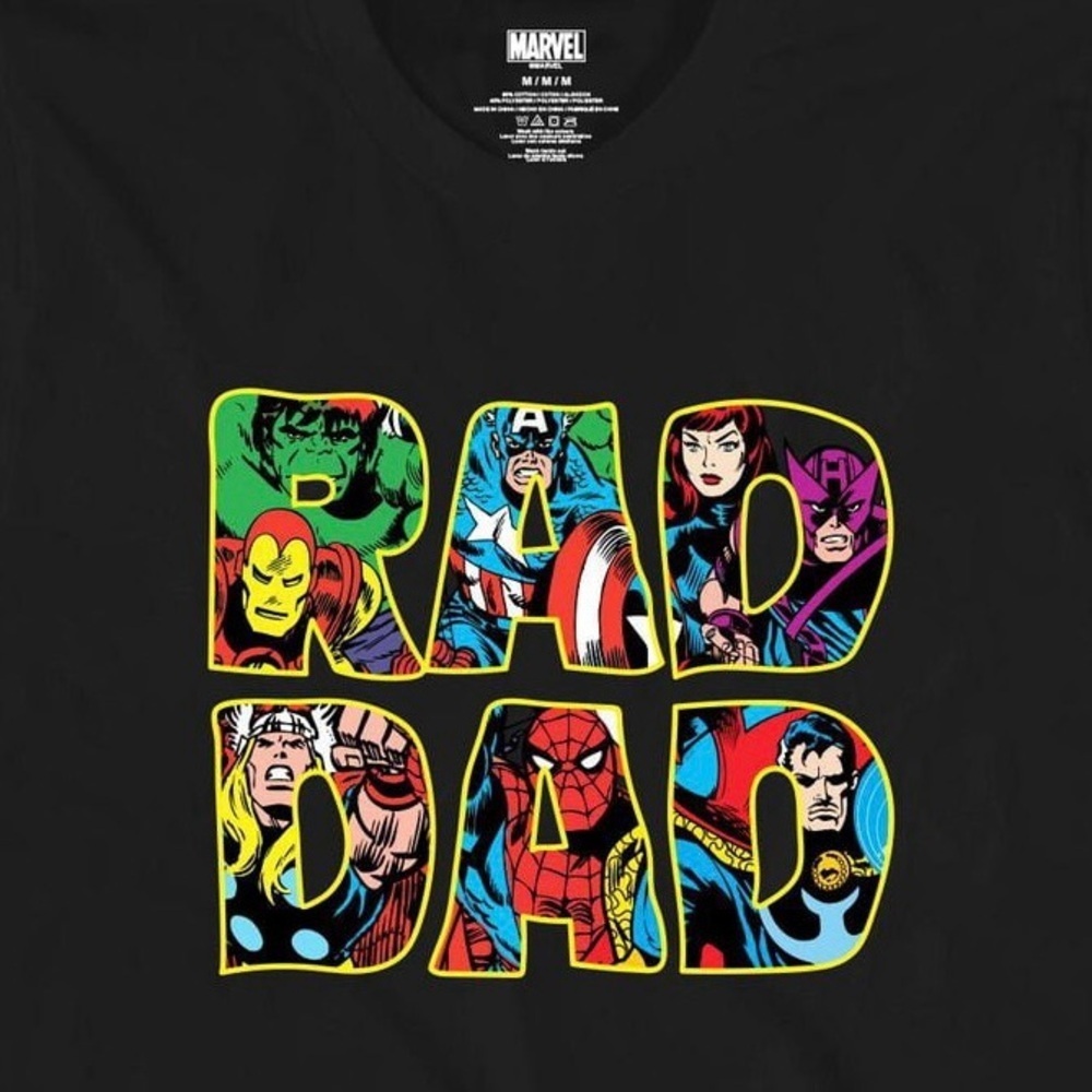 Marvel Comics New Mens Size Small‎ Rad Dad Black Short Sleeve Shirt Fathers Day